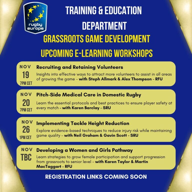 Punëtori të reja online nga Rugby Europe