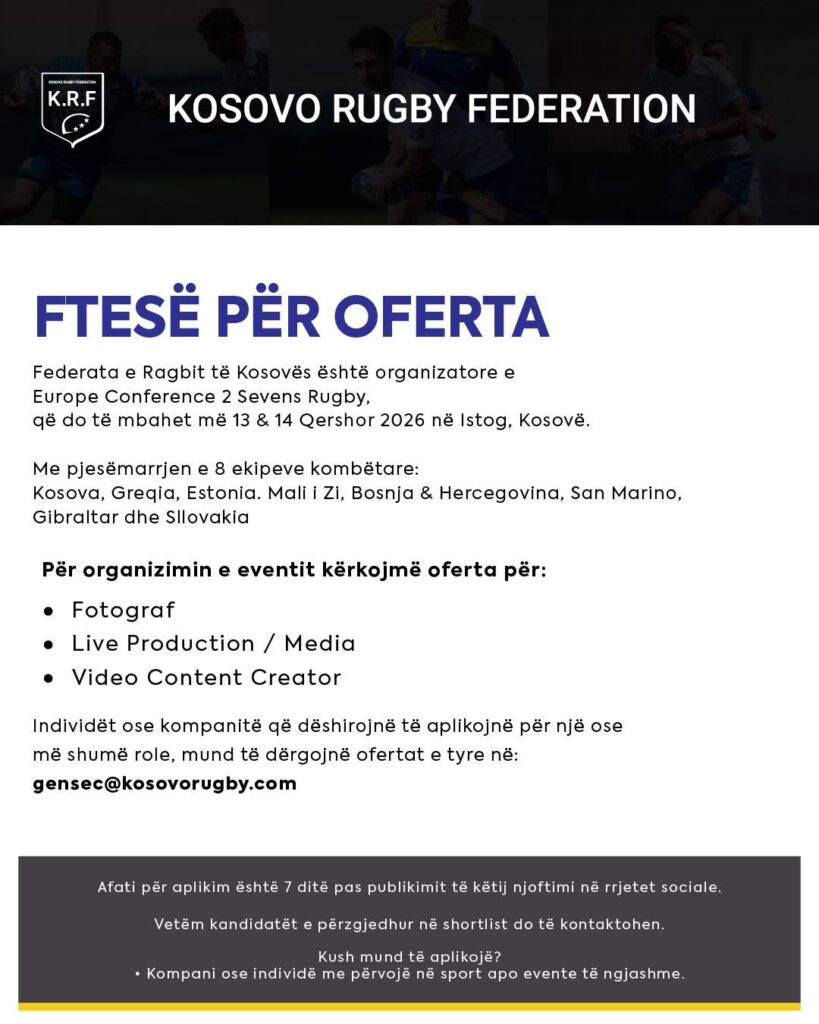 Ftesë për oferta për Rugby Europe Sevens Conference 2